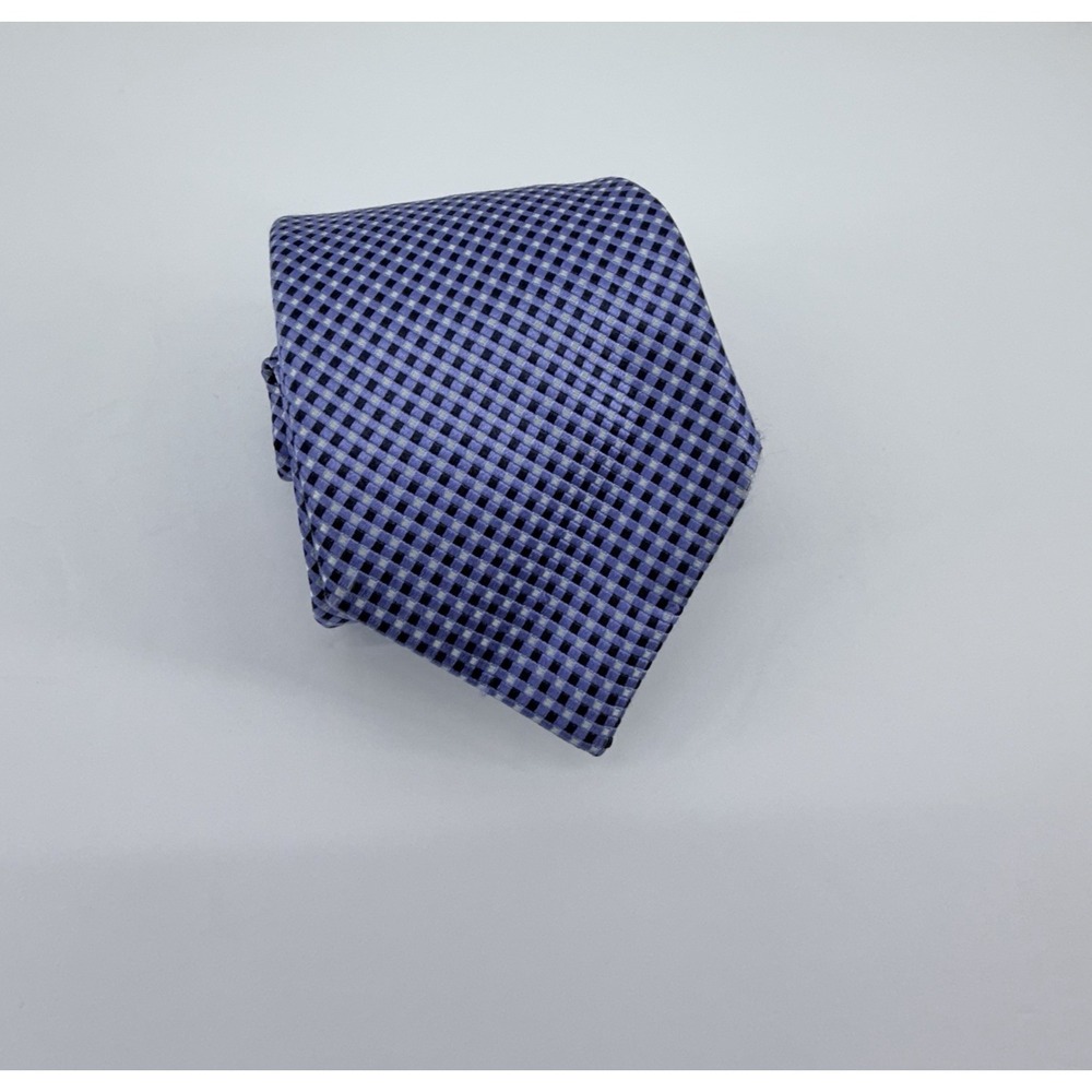 Canali Luxury Tie Men 100% Silk Made in Italy Blue Geometric